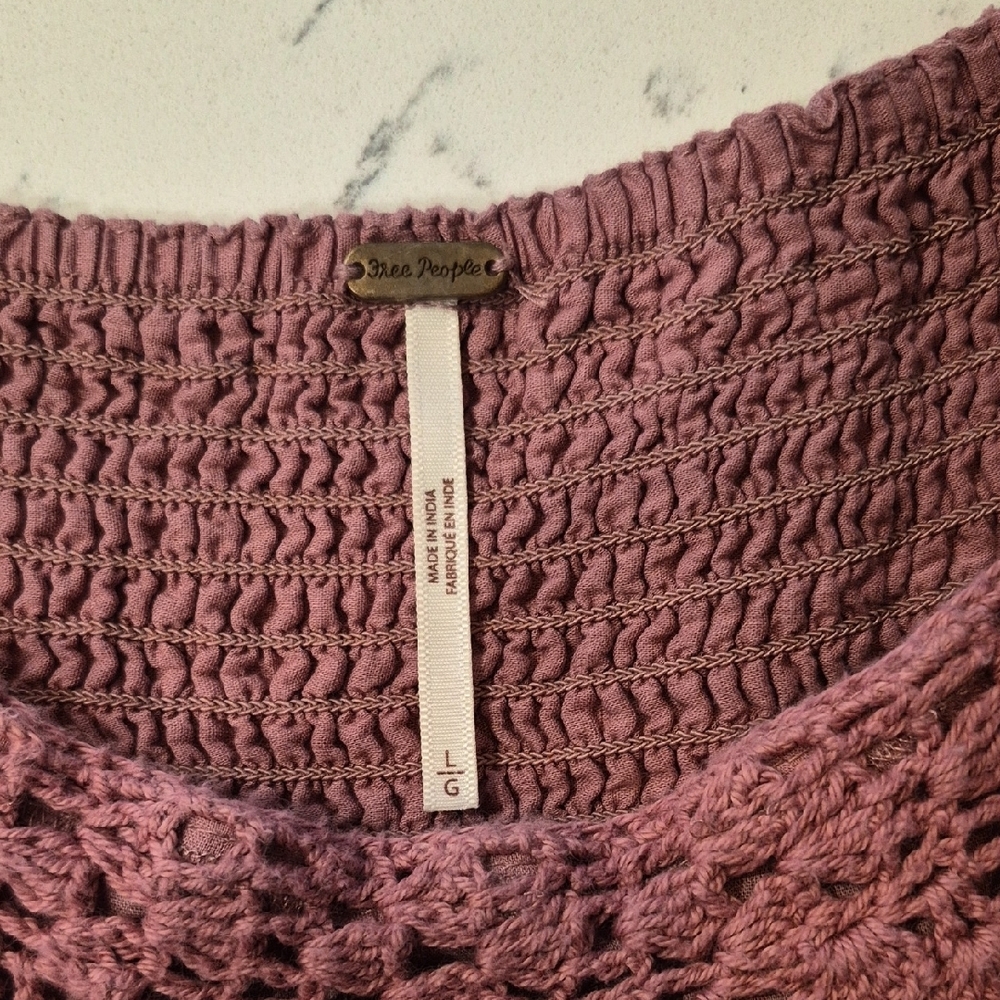 Free People Dusty Rose Crochet Detail Dress - Picture 2 of 12